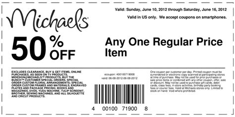Michaels Coupons 50 Off Printable
