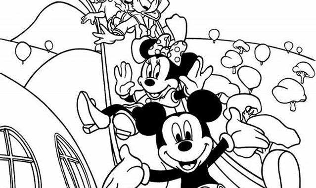 Mickey et ses amis autour de la cheminée