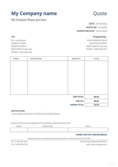 Microsoft Word Quotation Template