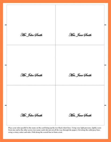 Microsoft Word Tent Card Template