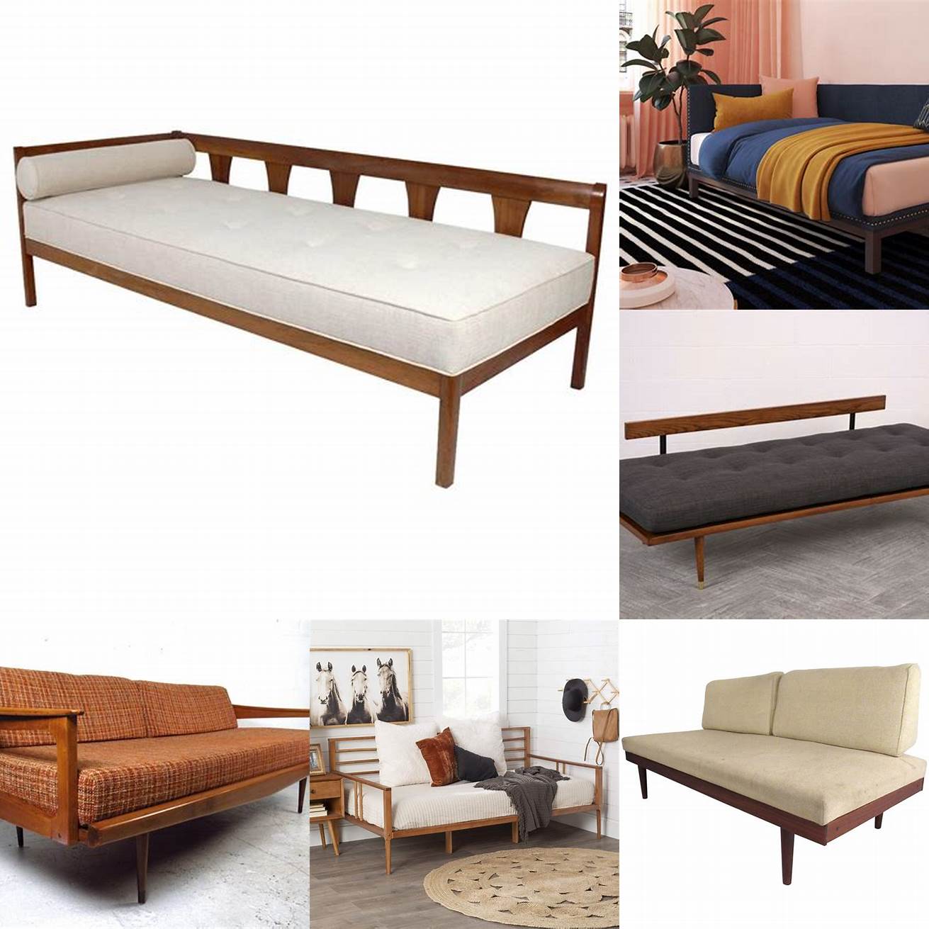 Mid-century modern day bed with tapered legs