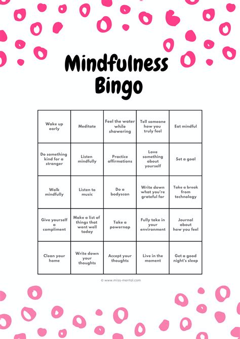 Mindfulness Bingo Print Out
