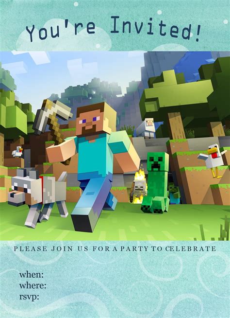 Minecraft Birthday Invite Template Free