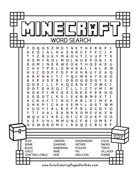Minecraft Word Search Printable