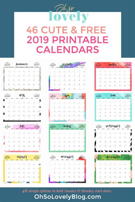 Mini Calendar 2019 Printable Of Draw So Cute