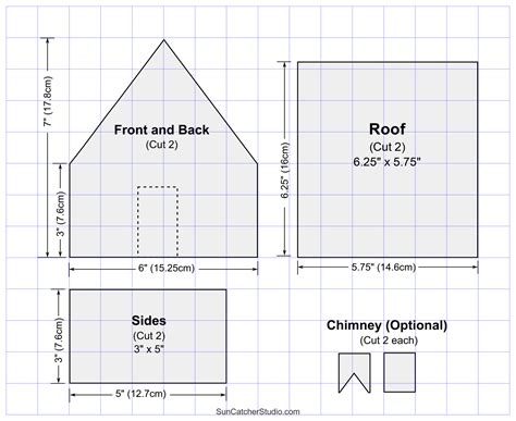 Mini Gingerbread House Template Measurements
