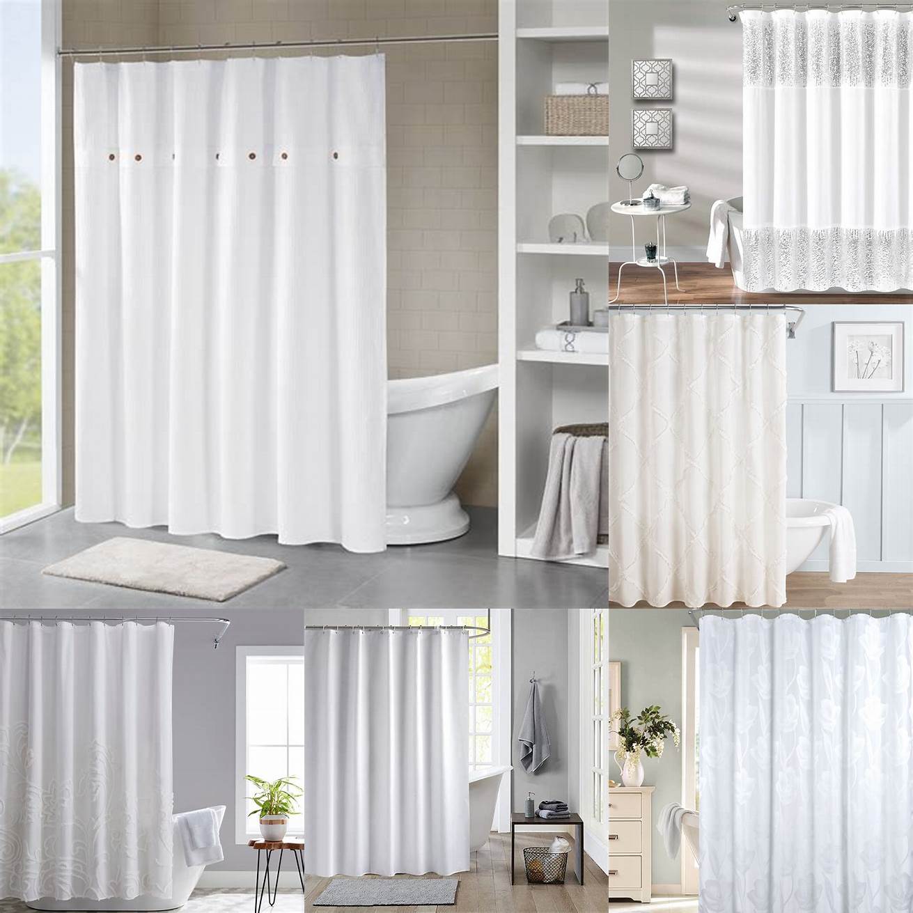 Minimalist white shower curtain