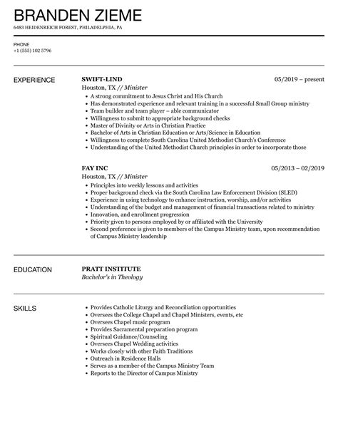 Ministry Resume Template