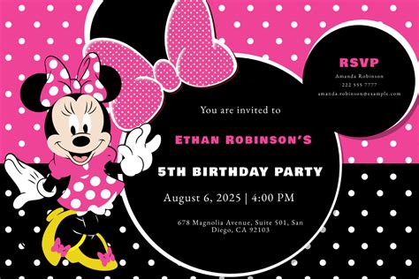Minnie Birthday Invitation Template