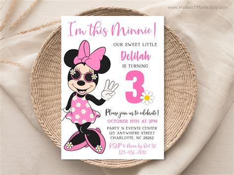 Minnie Mouse 3rd Birthday Invitation Template