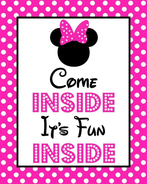 Minnie Mouse Come Inside It's Fun Inside Printable
