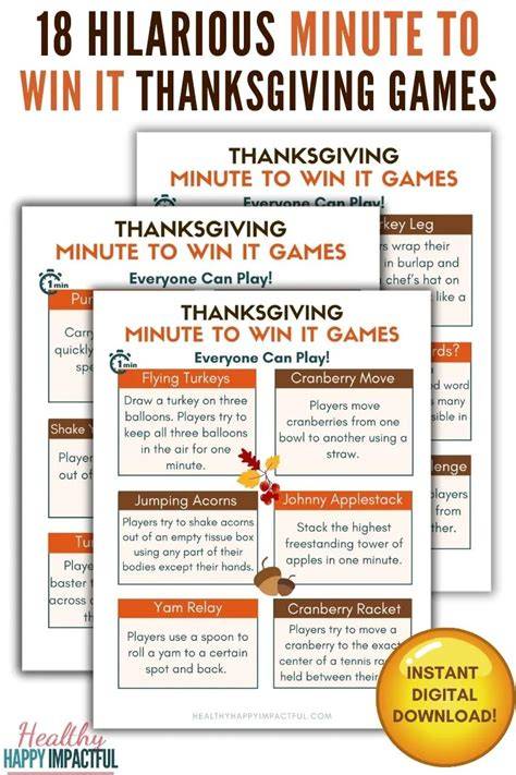 Minute To Win It Thanksgiving Games Printable