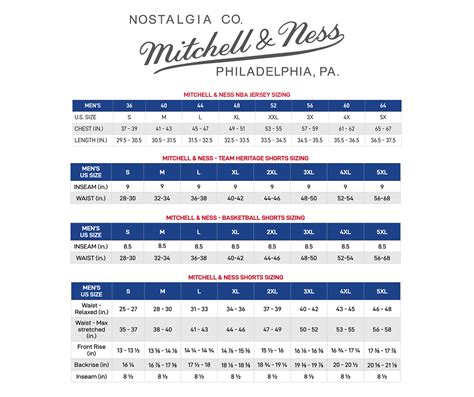Mitchell And Ness Sizing Chart