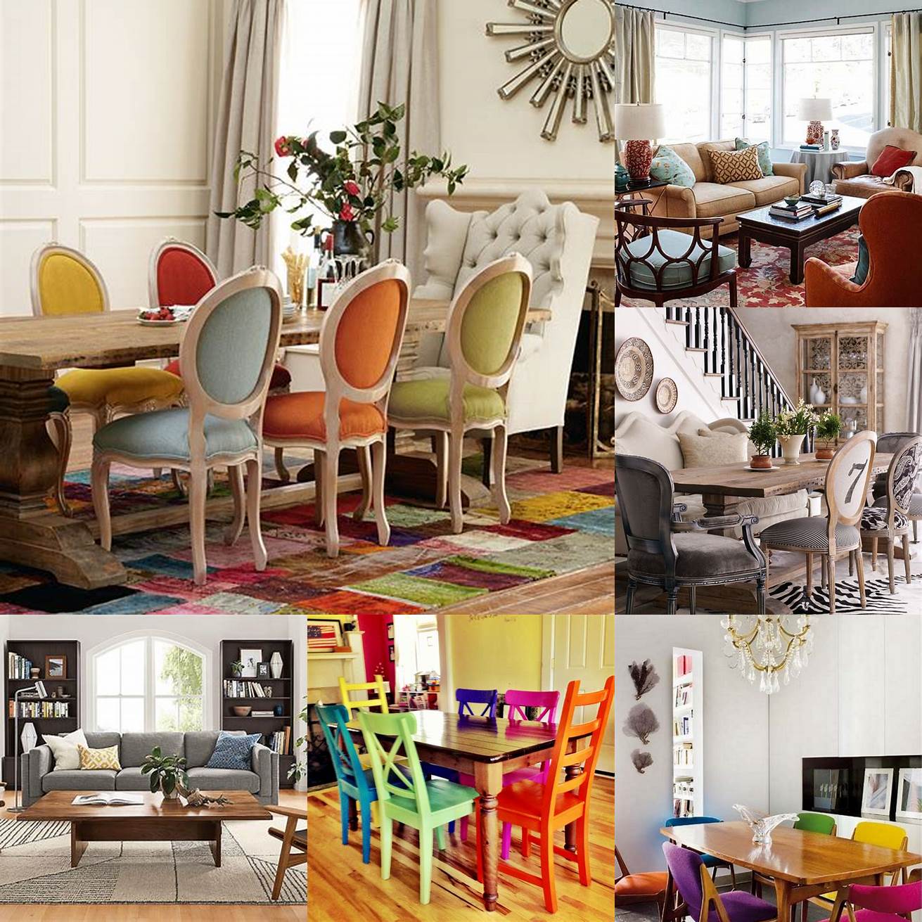 Mix and match different colored chairs
