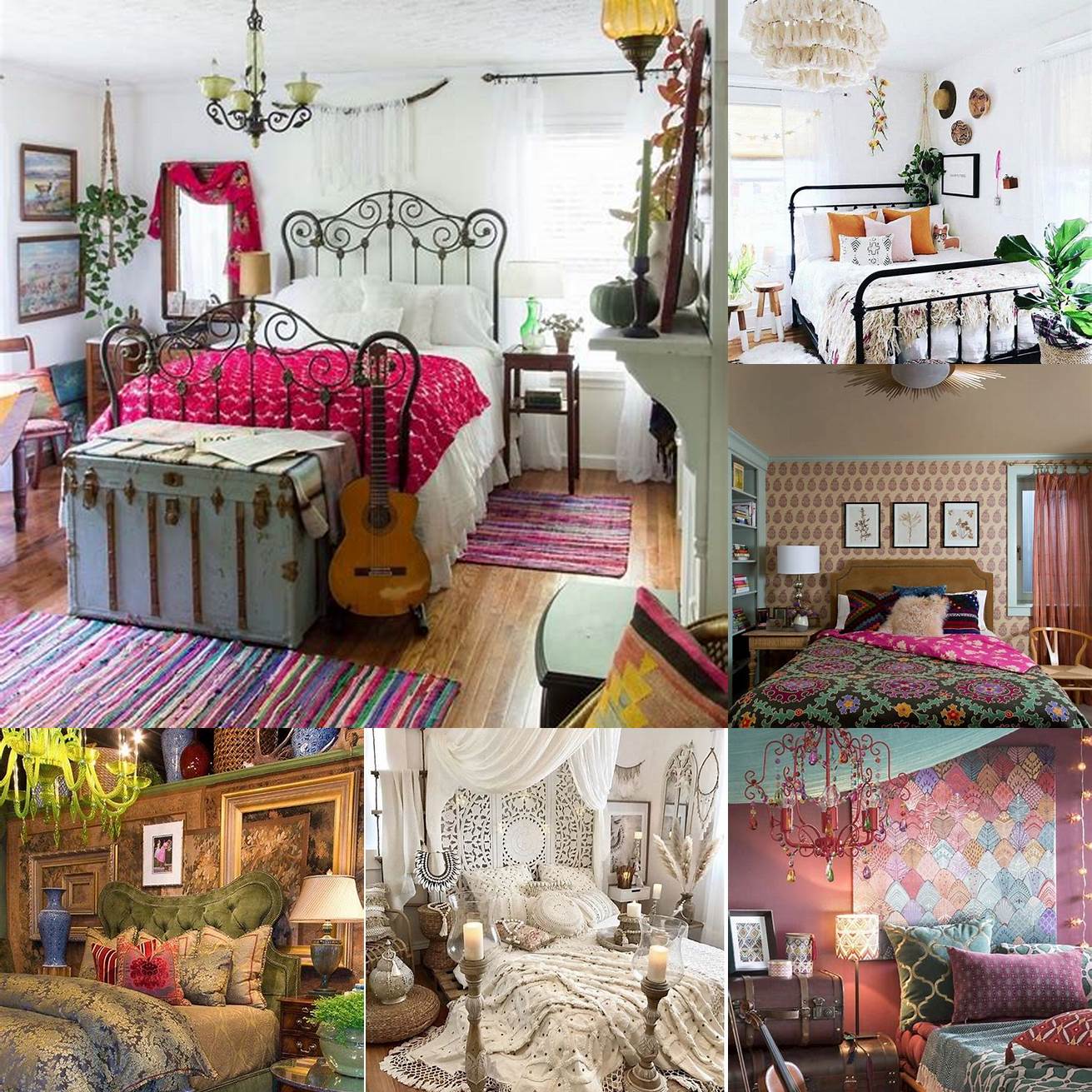 Mixing Shabby Chic with bohemian style creates a unique and eclectic bedroom design