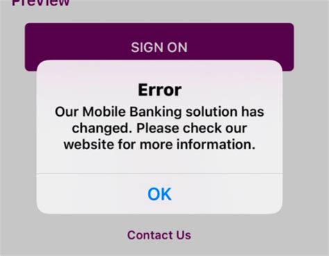 Mobile Banking Error