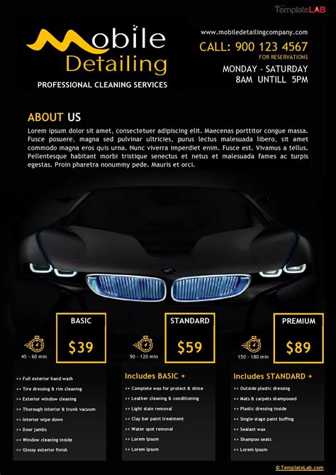 Mobile Detailing Price List Template