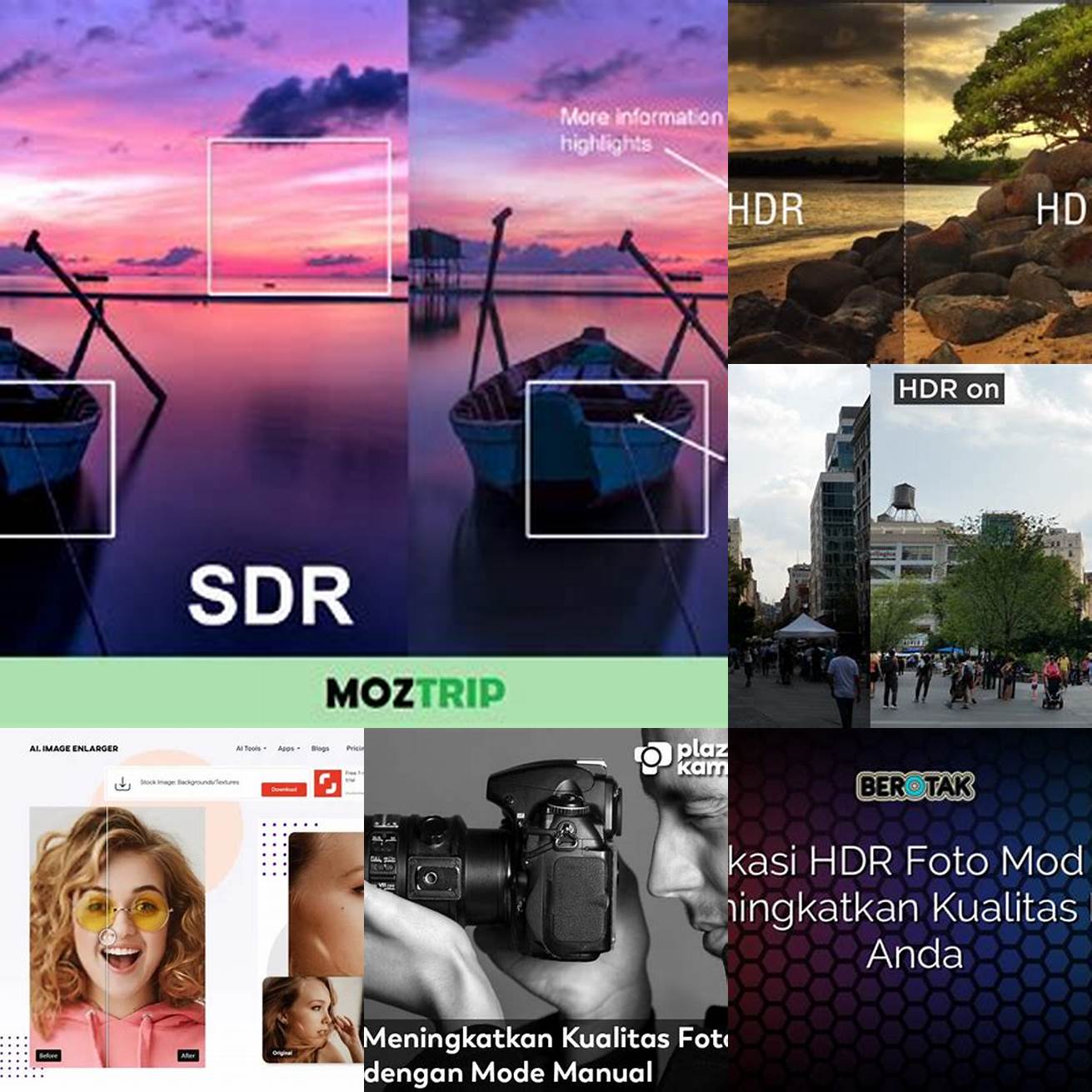 Mode HDR Mode HDR meningkatkan kualitas foto Anda dengan menggabungkan beberapa foto menjadi satu foto