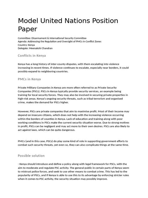 Model Un Position Paper Template