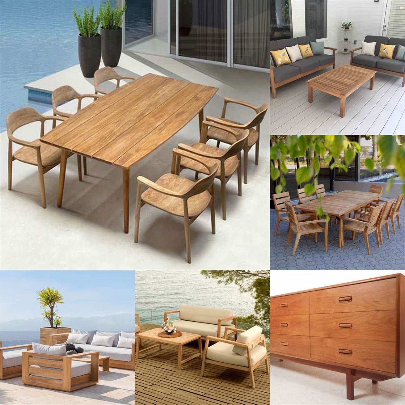 Modern forms of teak furniture