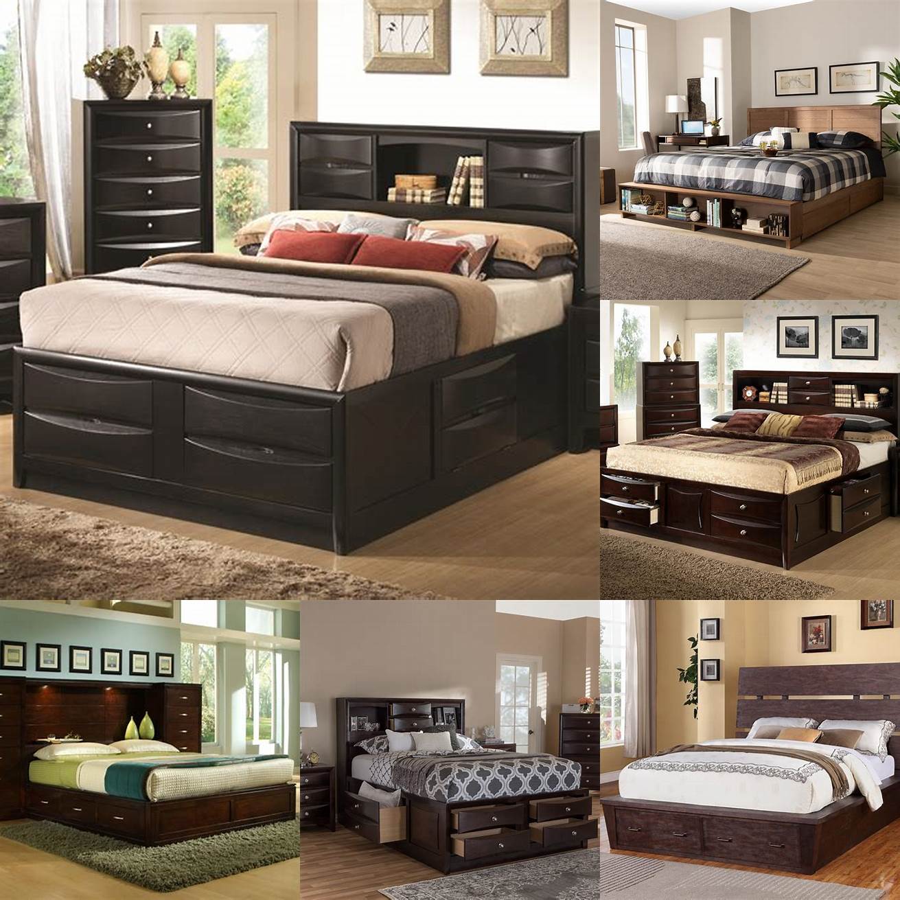 Modern king bed with built-in storage