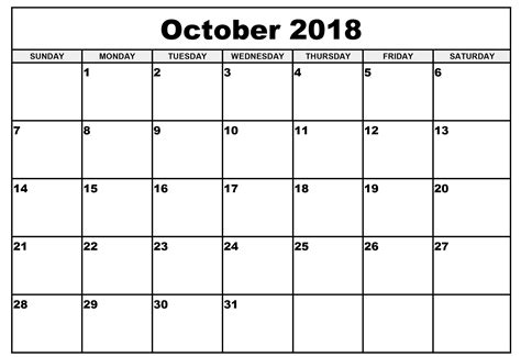 Month Of October Calendar Template