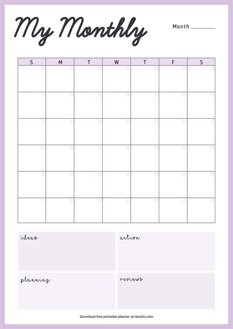 Month Planner Printable