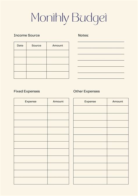 Monthly Budget Sheet Template Free