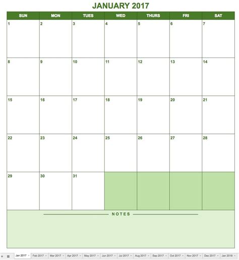 Monthly Calendar Template Google Sheets