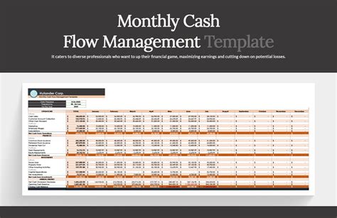 Monthly Cash Flow Template Excel Free Download