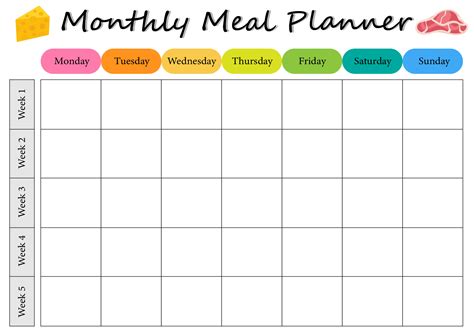 Monthly Food Planner Template