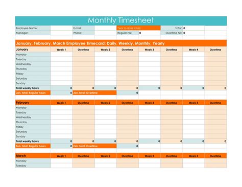 Monthly Time Sheet Template Google Sheets