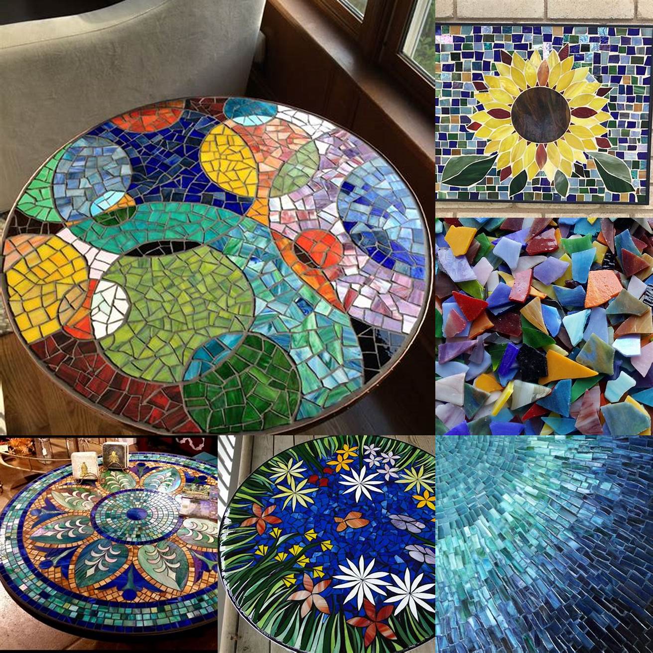 Mosaic tiles with a stained glass effect