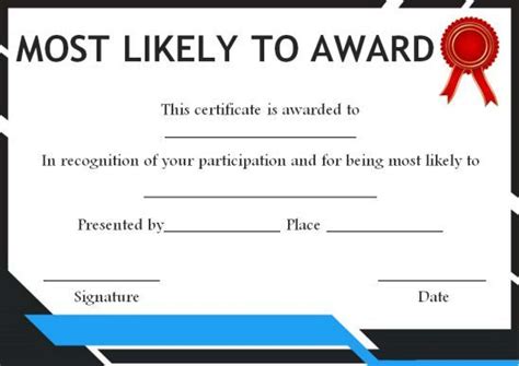Most Likely To Award Template