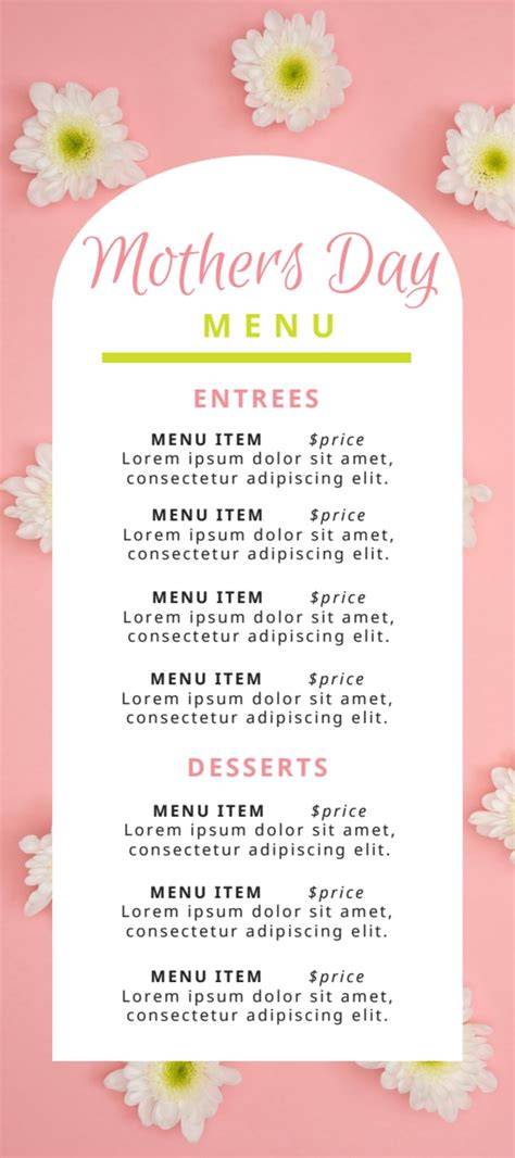 Mother's Day Menu Template