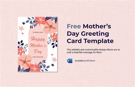 Mothers Day Card Template Word