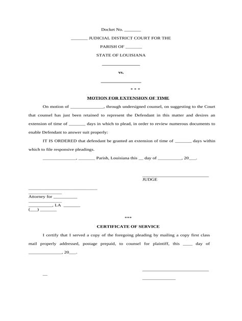 Motion For Extension Of Time Template