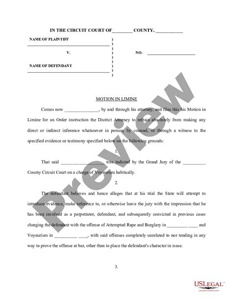 Motion In Limine Template Word