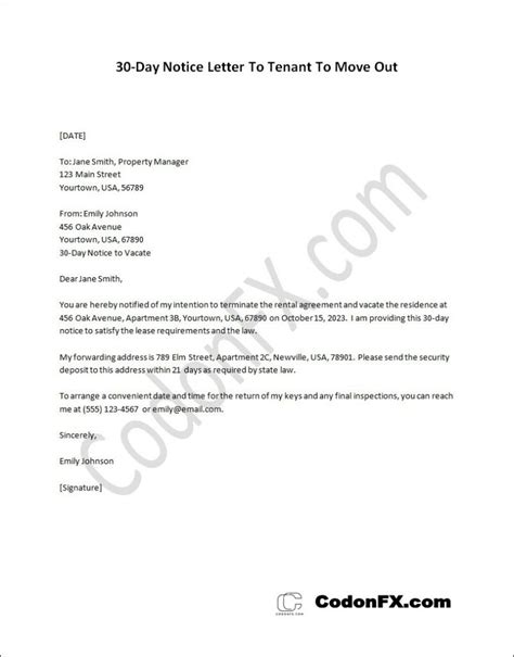 Move Out Letter To Landlord Template