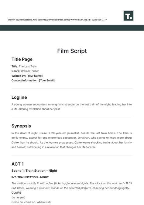 Movie Script Format Template