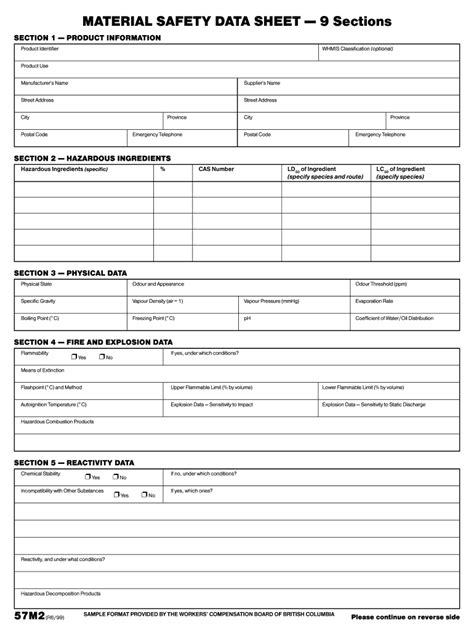Msds Sheet Template