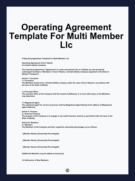 Multi Member Llc Operating Agreement Template Word