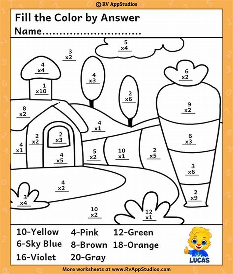 Multiplication Color By Number Coloring Pages