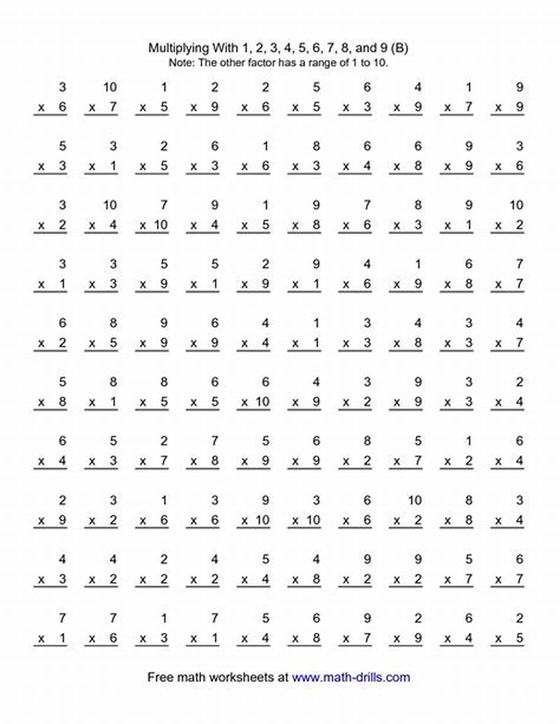 Multiplication Timed Test Printable 0 12 Free