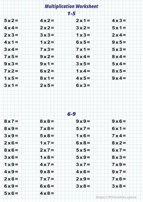 Multiplication Worksheet Printable