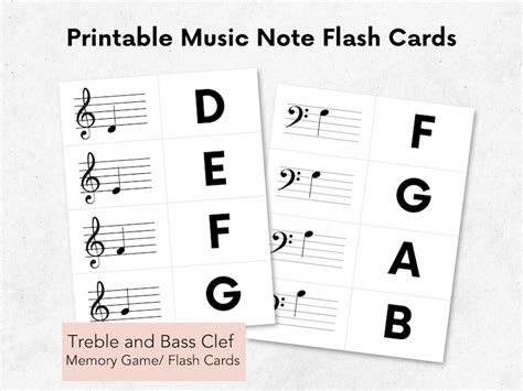 Music Note Flash Cards Printable