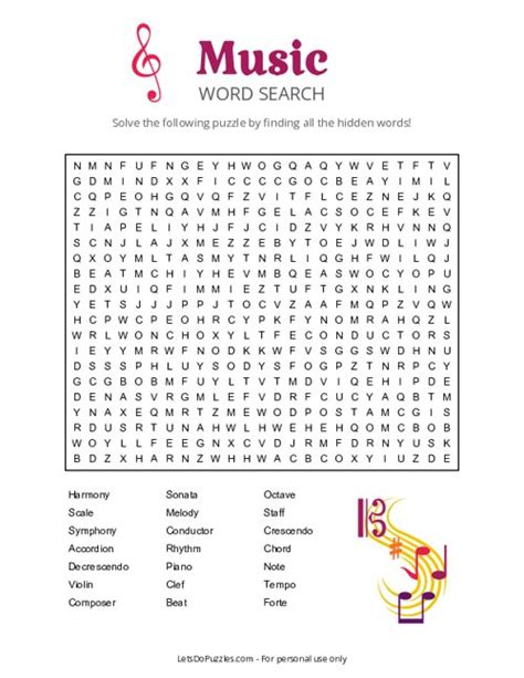 Music Word Puzzles Printable