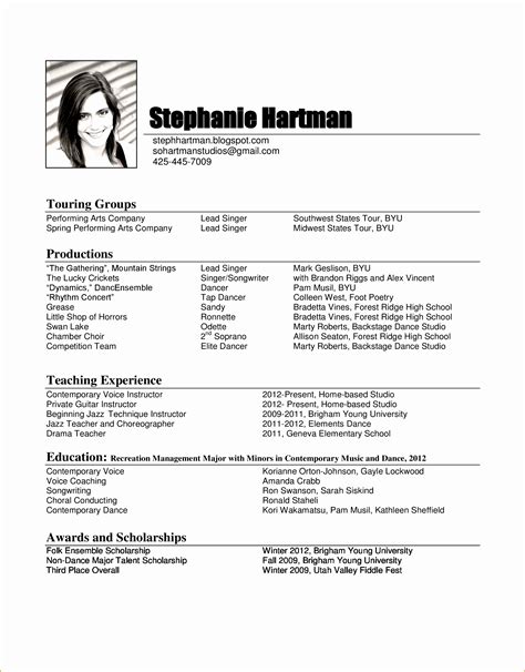 Musical Theater Resume Template