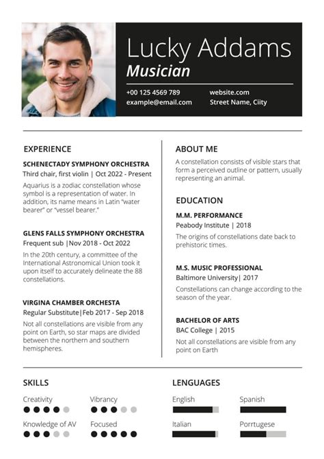 Musician Resume Template