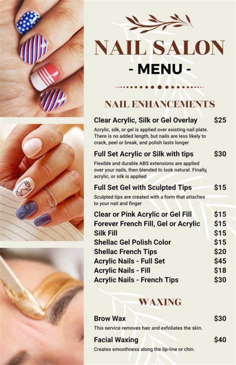 Nail Salon Menu Template